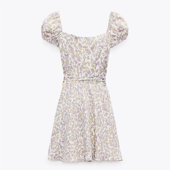 ZARA SATIN EFFECT PRINT DRESS - Picture 12 of 15